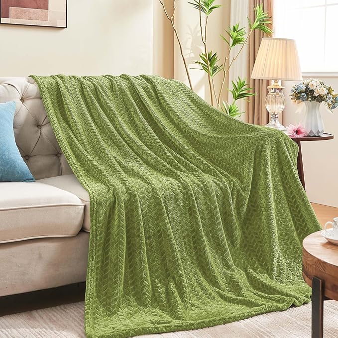 inhand Sage Green Fleece Queen Blanket - Image 2