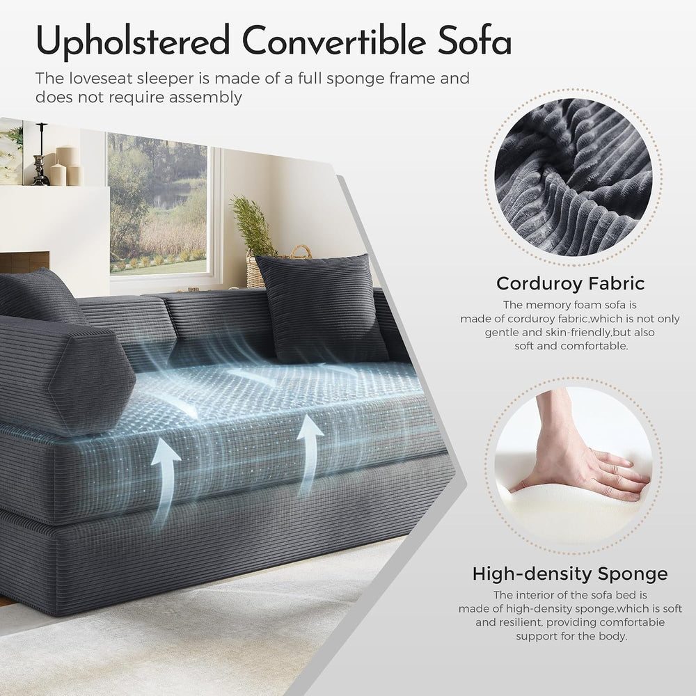 79" Convertible Sofa Bed, Boneless Couch for Living Room