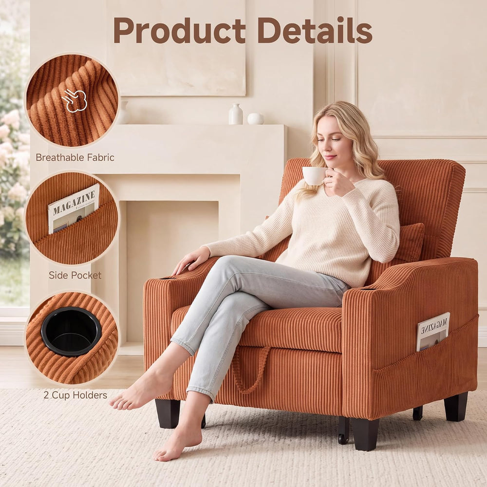 3 in 1 Convertible Sleeper Chair, Corduroy Single Sleeper Sofa Bed, Pull Out ...