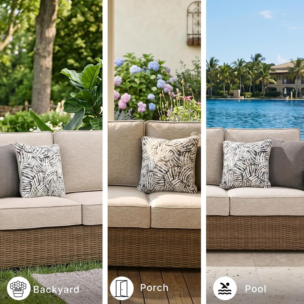 Signature Design by Ashley 3-Seat Outdoor Patio Couch, Handwoven Wicker