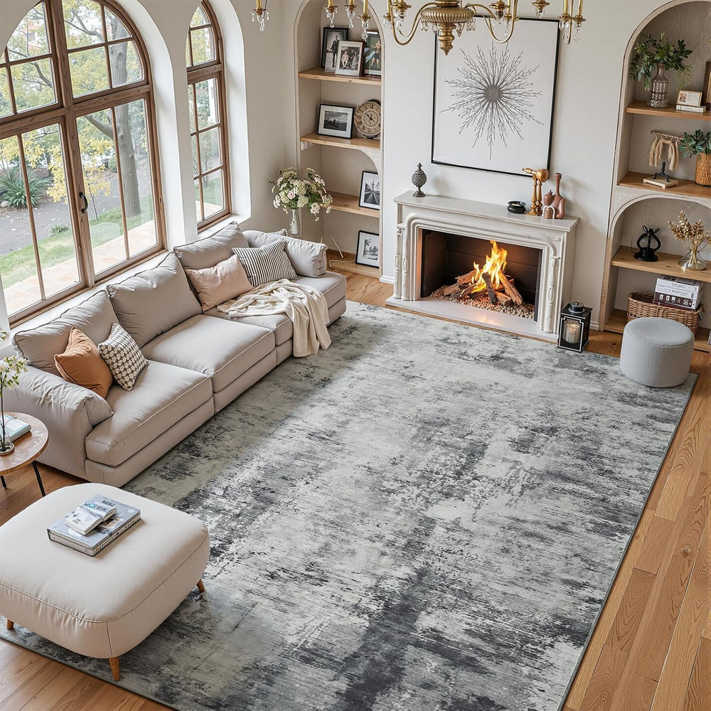 Beraliy Washable 5x7 Abstract Area Rugs for Living Room Bedroom, Grey