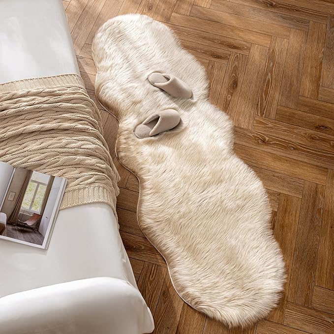 MIULEE Luxury Super Soft Fluffy Area Rug Faux Fur Sheepskin Rug Decorative - Image 3