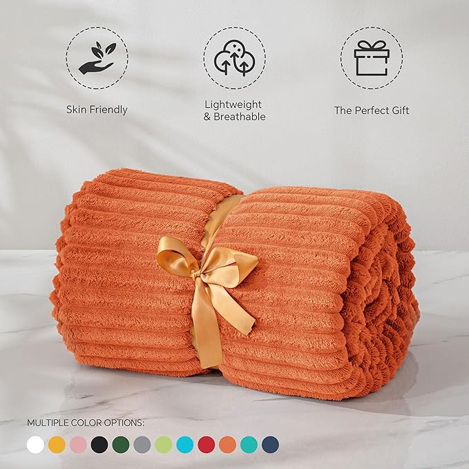 BEDELITE Fleece Blanket Twin Size – 3D Ribbed Jacquard Soft and Warm Decorative - Image 3