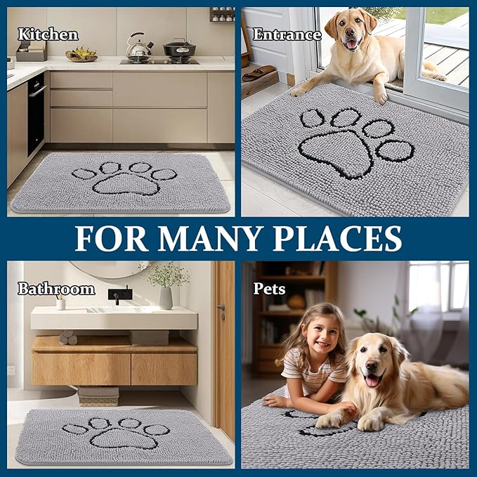 OLANLY Dog Door Mat for Muddy Paws 30x20, Paw Print Design, Absorbs Moisture - Image 8
