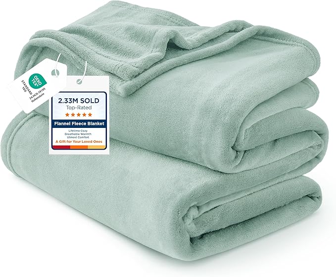 Bedsure GentleSoft Fleece Throw XL Blanket Sage Green by BEDSURE