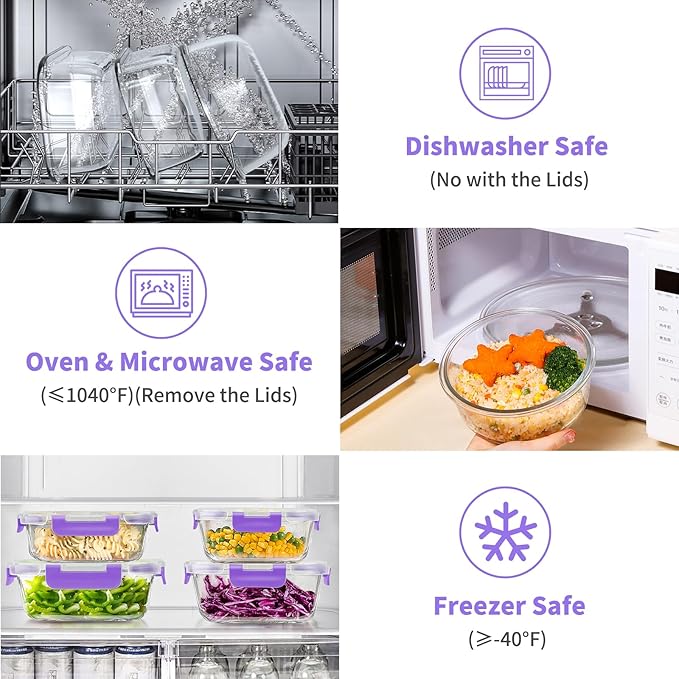 34pcs Glass Food Storage Containers