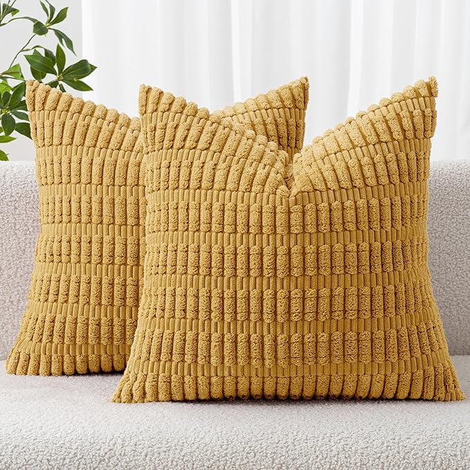 MIULEE Pack of 2 Corduroy Decorative Throw Pillow Covers 20x20 Inch Soft Boho by MIULEE