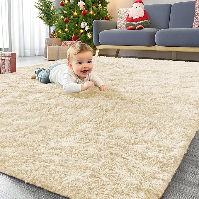 OLANLY Area Rugs for Living Room Bedroom, Machine Washable 4x5.9 ft Soft Fluffy by OLANLY