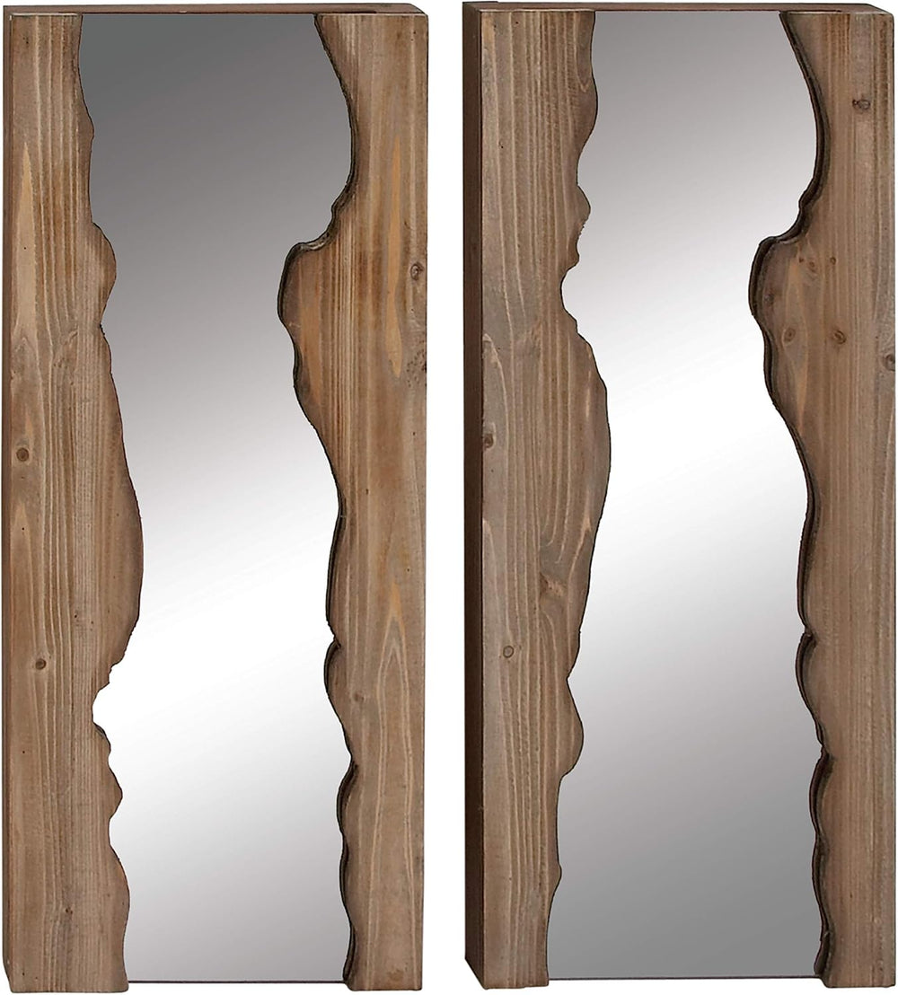 Deco 79 Wood Handmade Room Wall Mirror Live Edge Entryway Mirrors, set of 2 W...