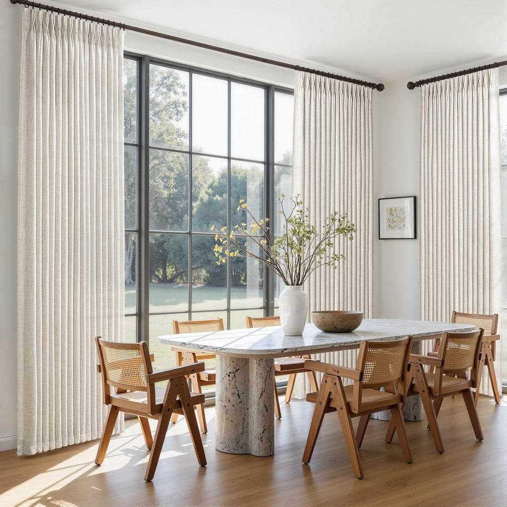 Birch Thick Linen 50 Inch Wide Viral Curtains 90 Inches Long for Sliding Glas...