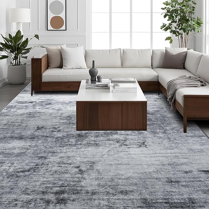 Toneed Abstract Area Rug 9x12 Modern Washable Rug Soft Non Slip Rug Low Pile by Toneed