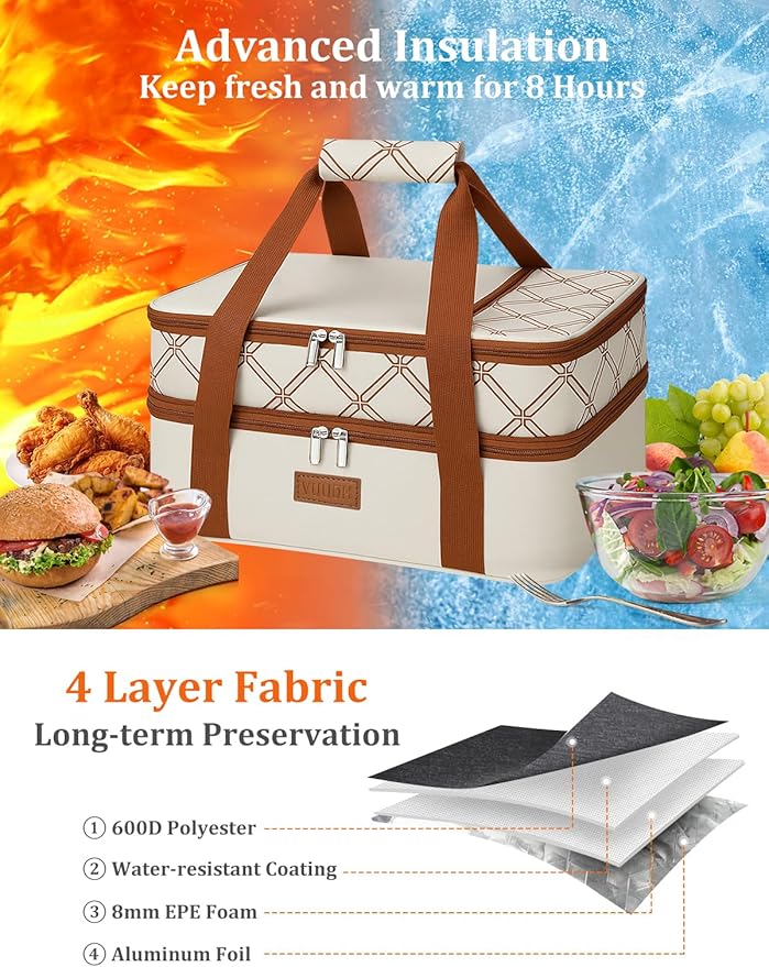 ​Vuudh Expandable Casserole Carrier Bag, Double Deckered Insulated Food Bag - Image 2