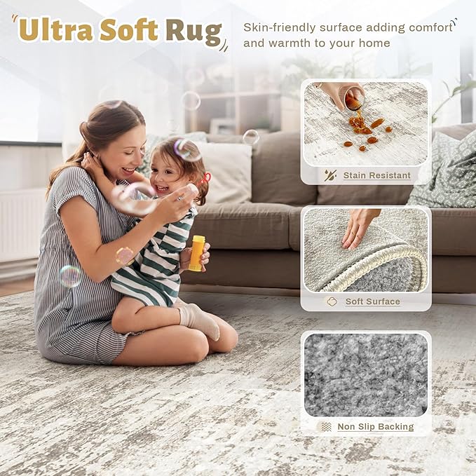 XLUEZ 8x10 Area Rugs for Living Room, Washable Modern Abstract Large Area Rug - Image 4