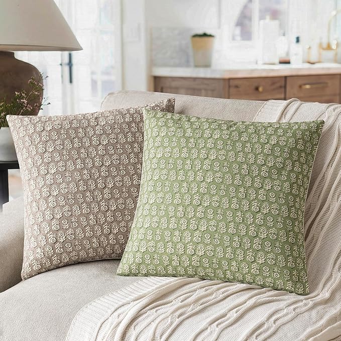 Foindtower Set of 2 Decorative Vintage Floral Print Throw Pillow Covers Neutral - Image 4