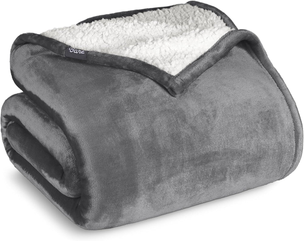 Bare Home Sherpa Fleece Blanket (Twin/Twin XL, Grey)