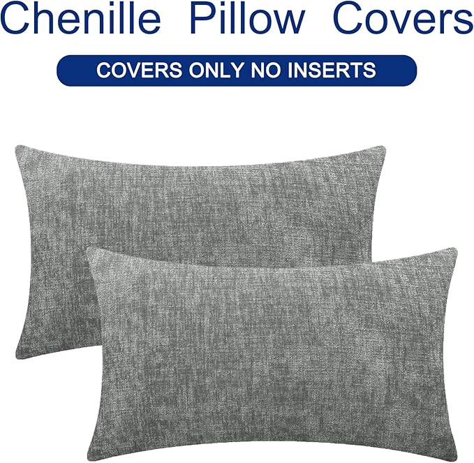 CaliTime Throw Pillow Covers Decorative 16 X 26 Inches Pack of 2 Cozy Chenille - Image 6