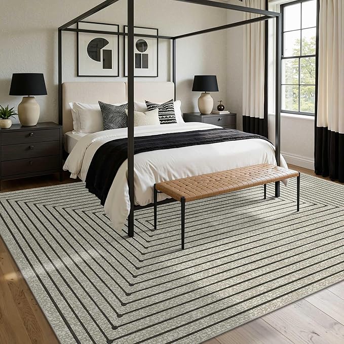 Latte&Fog 10x14 Area Rug for Living Room, Extra Large Beige Modern Abstract - Image 3