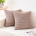 Pack of 2 Corduroy Decorative Throw Pillow Covers 26x26 InchSoft Striped Pillow by Unknown