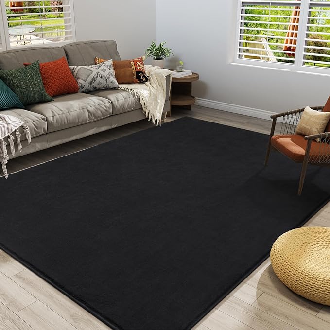 Amearea Modern Area Rugs for Bedroom Living Room, 4x6 Feet Black Thickened - Image 4
