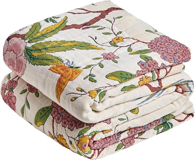 MSGKV The Boho Layer: 50"x60" Cotton Throw Blanket – Lightweight & Reversible by MSGKVHomeTextiles