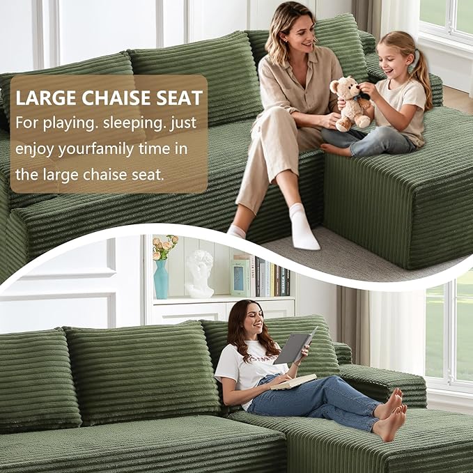 96.1" Modular Sectional Sofa Couches L-Shape Couch 3 Seat Modular Sofa C...