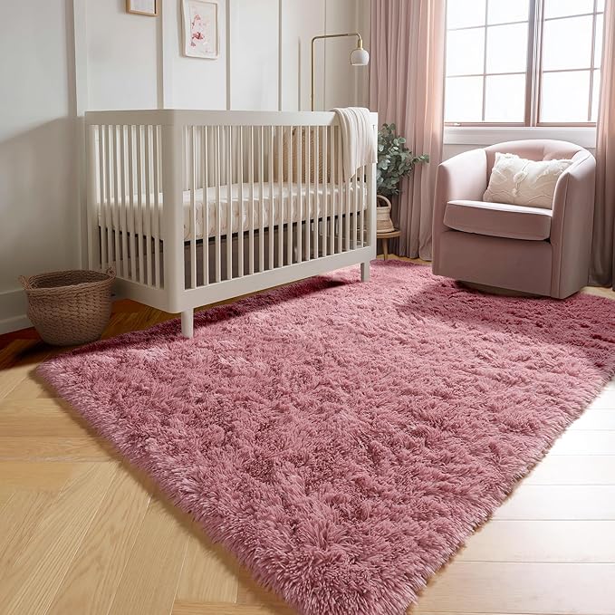 ONASAR Blush Rugs for Living Room Bedroom, Fluffy 5x8 Bedside Area Rug - Image 8