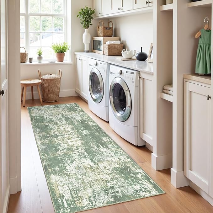 Washable Area Rugs 2'x10' Non-Slip Modern Abstract Soft - Image 3