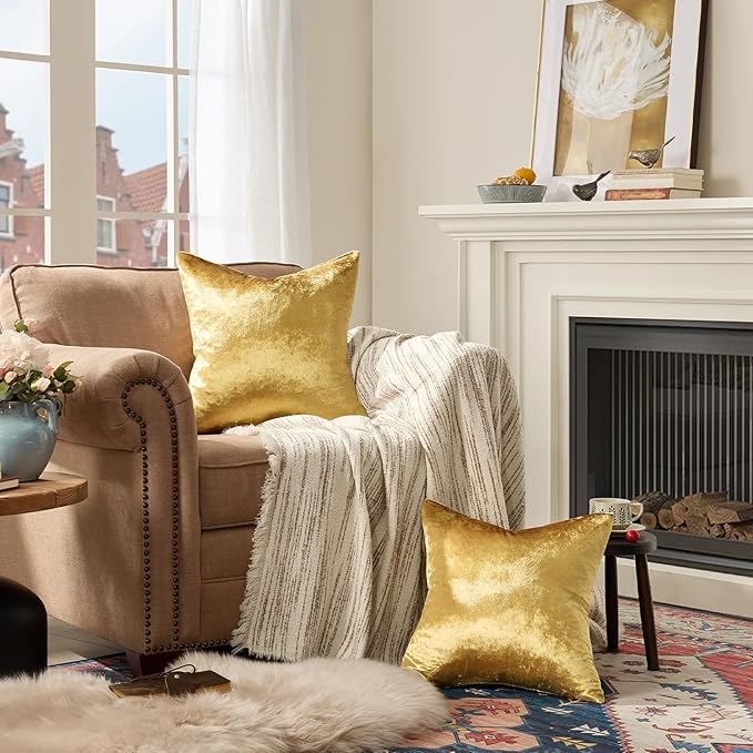 GIGIZAZA Gold Velvet Pillow Covers 16x16 - Image 7