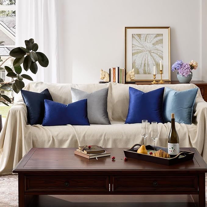 GIGIZAZA Royal Blue Velvet Decorative Throw Pillow Covers - Image 4