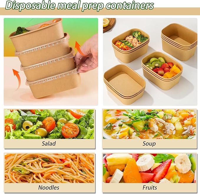 50-Pack 19oz Disposable Kraft Paper Bowls - Image 3