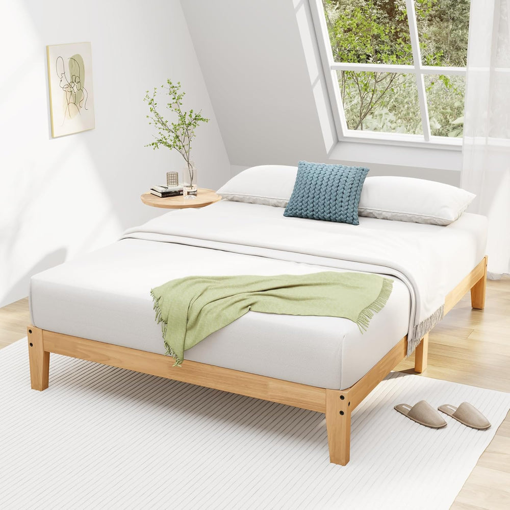 12 Inch Full Solid Wood Platform Bed Frame with Wooden Slats, No Box Spring
