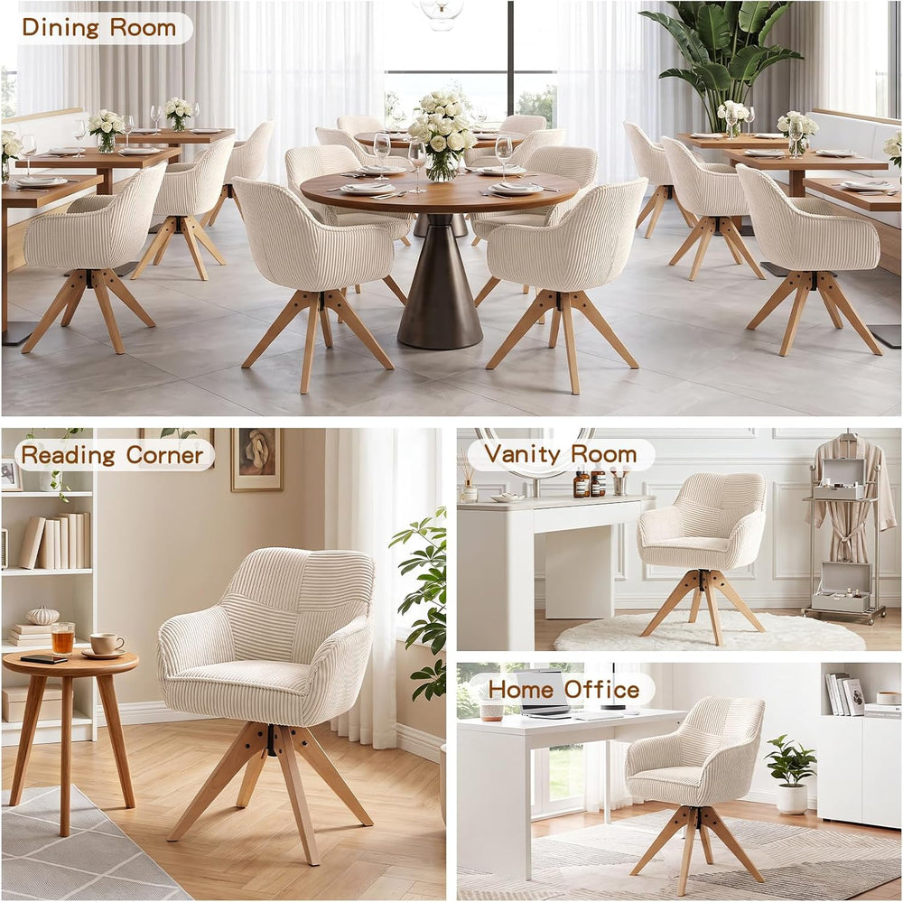Furniliving Swivel Dining Chairs Set of 2, Mid Century Modern Corduroy Swivel...