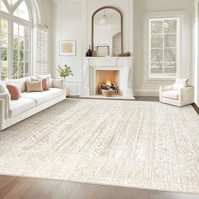 Living Room Rugs 8x10: Washable Moroccan Geometric Boho Rug Farmhouse Non Slip by VECARF