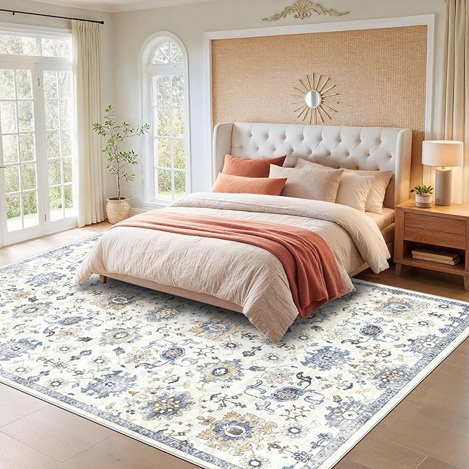 AMADA HOMEFURNISHING 9x12 Washable Area Rug, Low-Profile Large Area Rug - Image 2