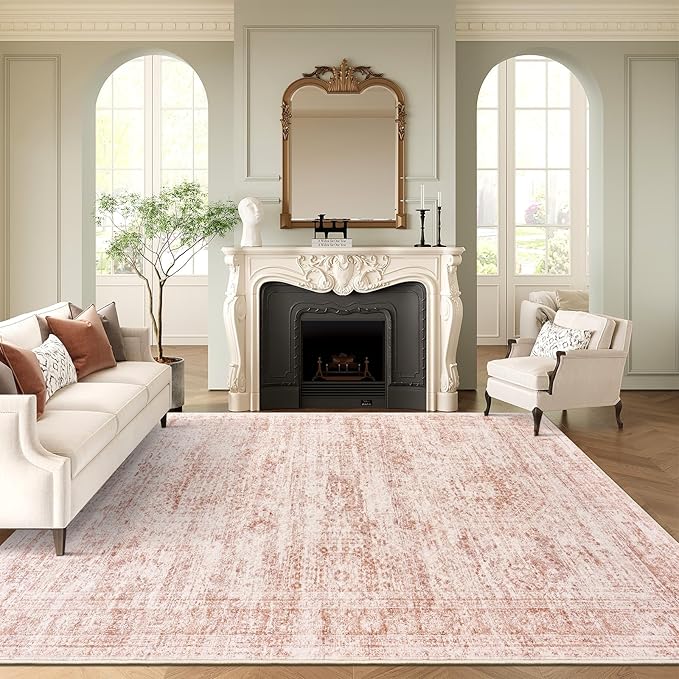 Soalmost 9x12 Area Rugs for Living Room, Non Slip Machine Washable Vintage Rugs by Soalmost