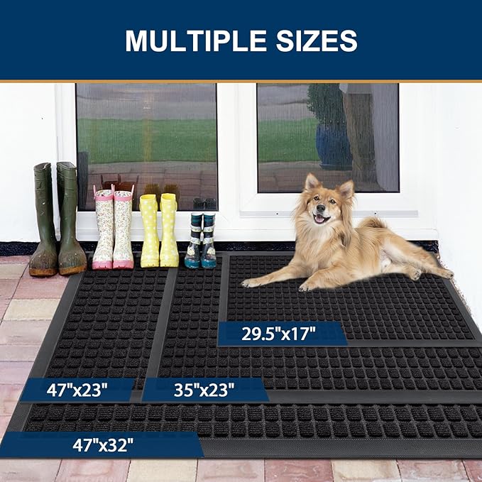 Smiry Front Door Mat Outside Entrance, Heavy Duty Natural Rubber Doormat - Image 6