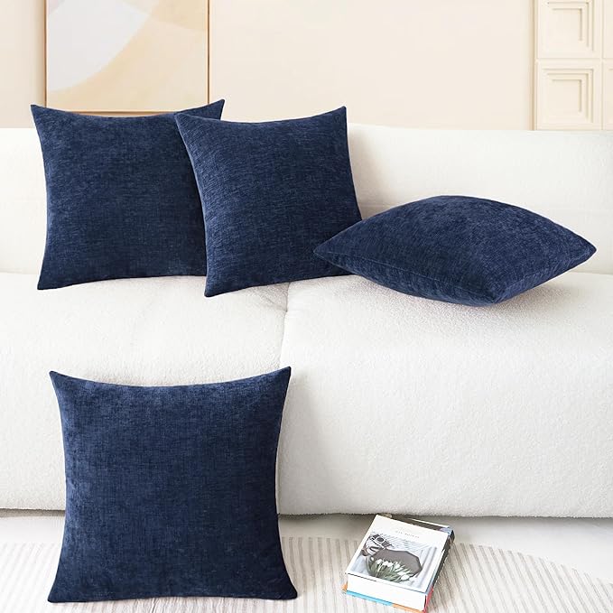 CaliTime Throw Pillow Covers Decorative 18 X 18 Inches Pack of 4 Cozy Chenille - Image 6