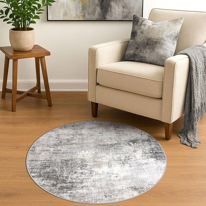 IOHOUZE Round Area Rug 3 Ft Circle Entryway Rugs Round Washable Door Mat Indoor - Image 2