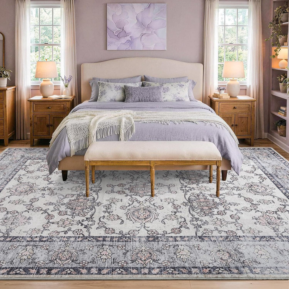 6x9 Washable Non-Slip Area Rug for Living Room(Gray Purple)