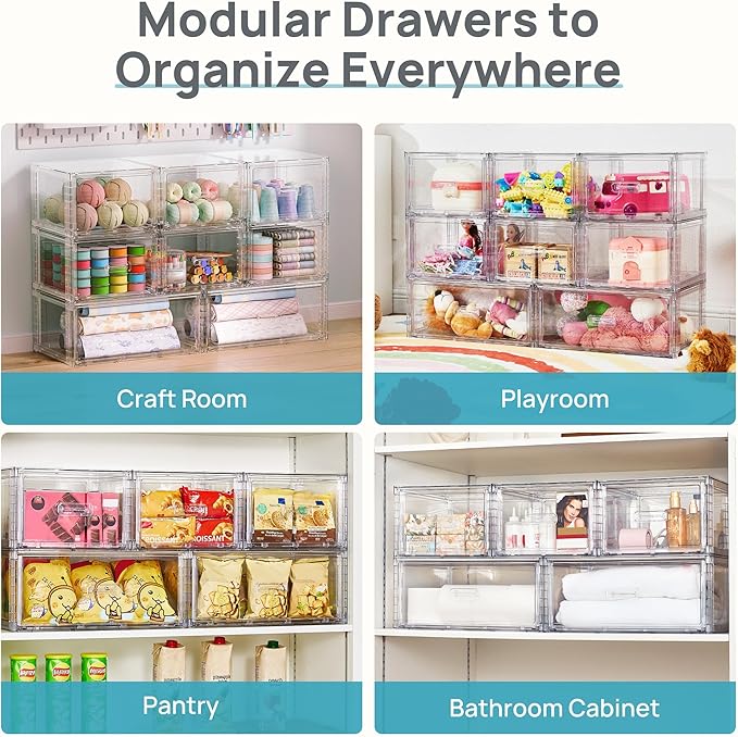 Vtopmart 4 Pack 18QT Clear Stackable Storage Drawers, Easily Assemble Closet - Image 9