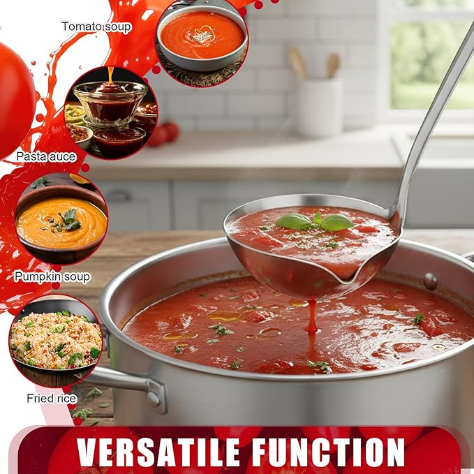 2 Pcs Kitchen Soup Ladle 304 Stainless Steel Punch Metal Luminous Heavy Ladell - Image 7