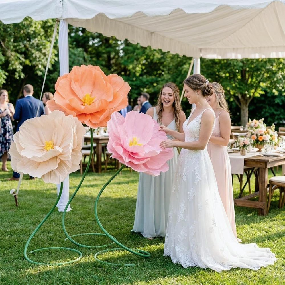 3 Pcs 5ft Large Paper Mix Color Poppy Flower Giant Artificial Poppy