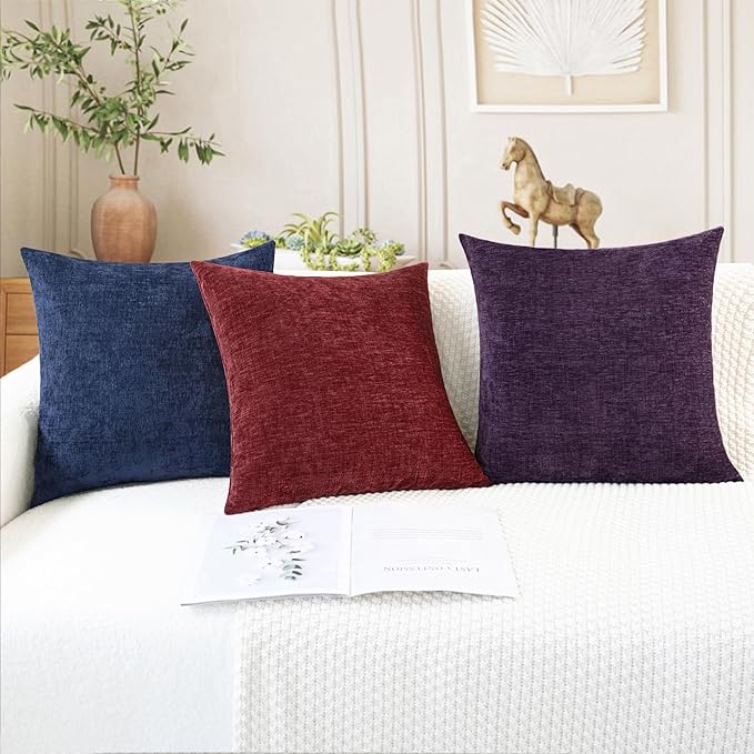 CaliTime Throw Pillow Covers Decorative 26 X 26 Inches Pack of 2 Cozy Chenille - Image 5