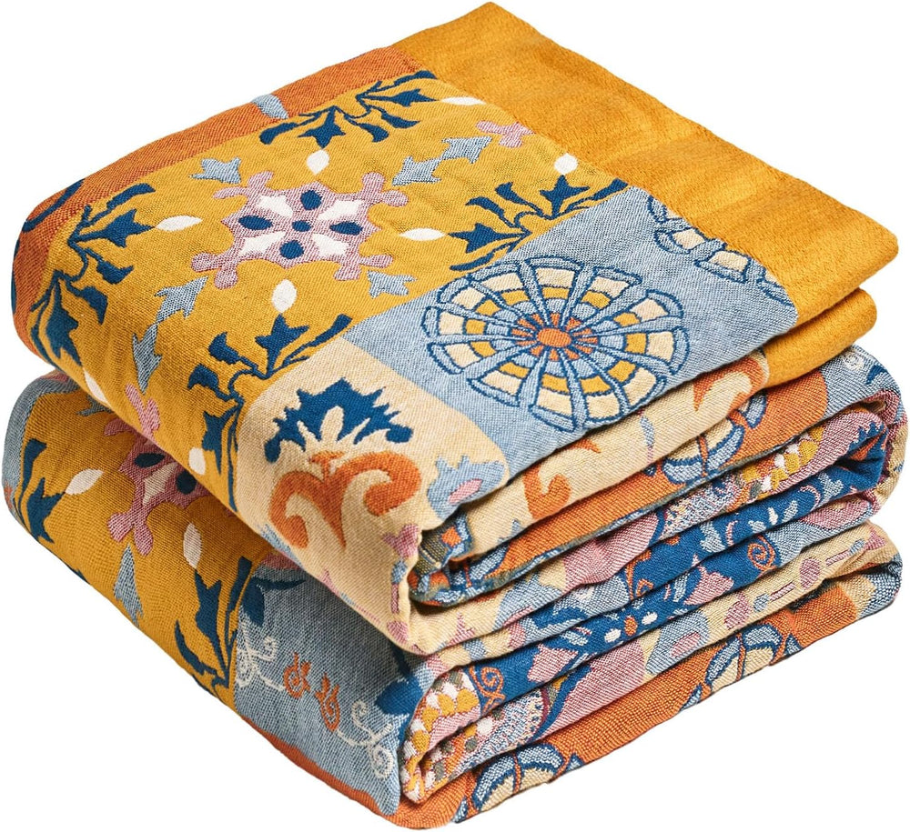 MSGKV Boho Throw Blanket for Bed 60"x80" 100% Cotton Couch Blanket ...