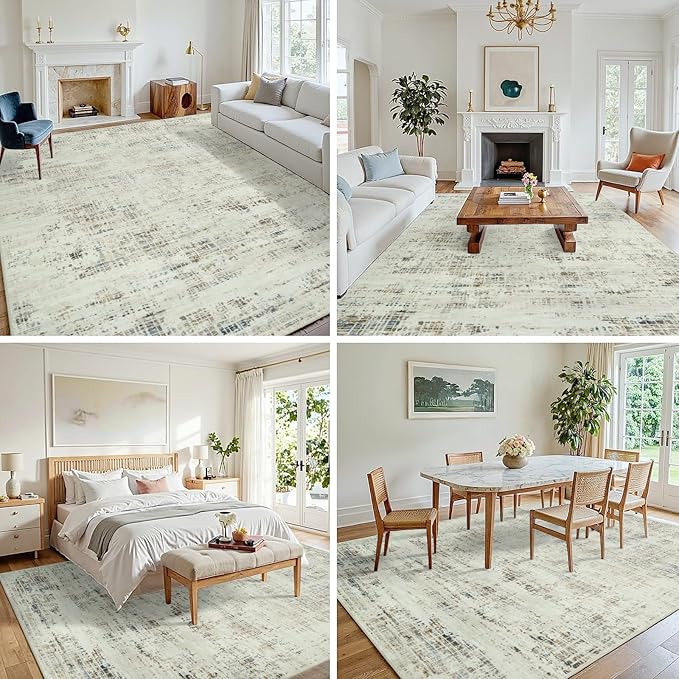 6x9 Area Rugs for Living Room Washable Rug: Anti-Skid Abstract Modern Living - Image 3