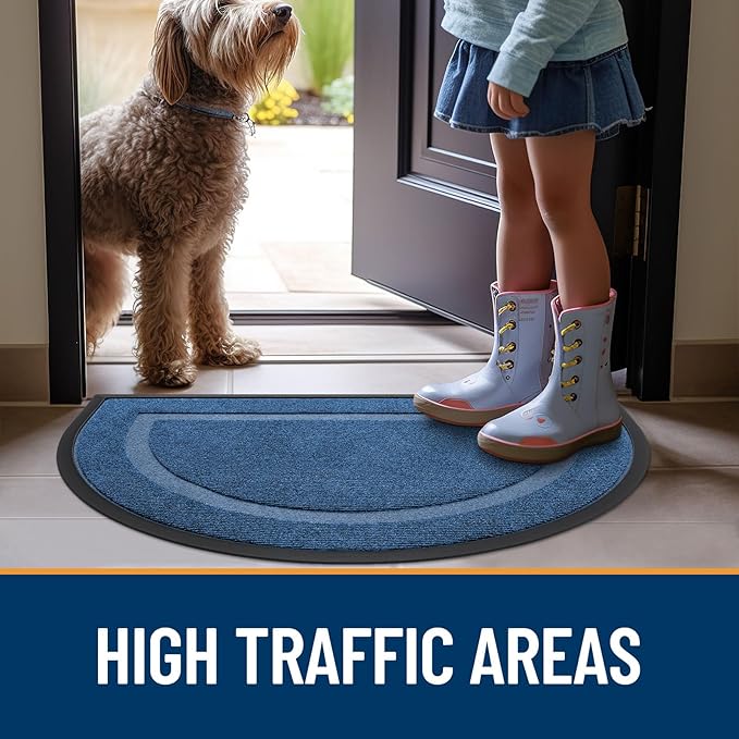 OLANLY Half Circle Door Mat Indoor Outdoor Entrance Welcome, Waterproof - Image 7