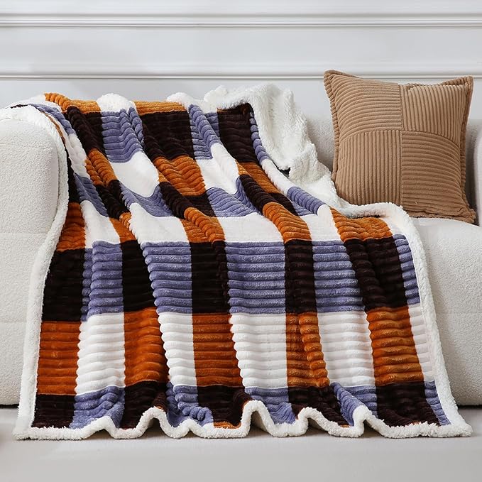 PU MEI Sherpa Blanket Twin Plaid Thick Bed Blanket, 60”*80” Super Soft Flannel by HOME