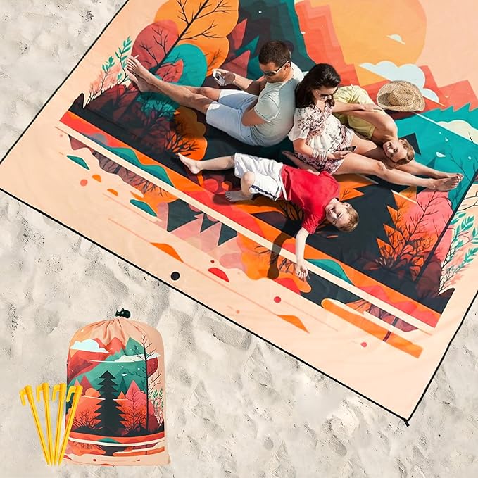 HIHOHO Beach Blanket Waterproof Sandproof Extra Large Beach Mat 79" X - Image 6