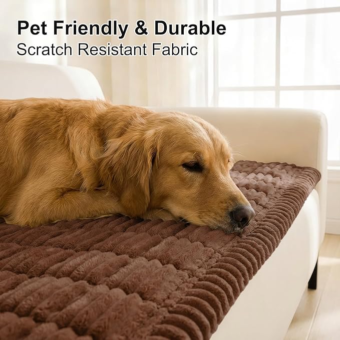 Smiry Couch Cover for Dogs Washable, Non Slip Fuzzy Pet Couch Covers for 3 - Image 3