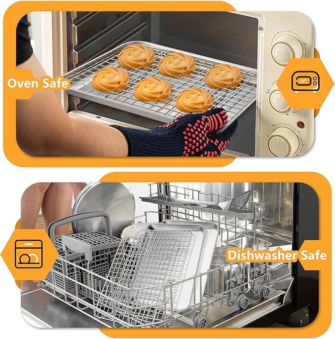 TeamFar Toaster Oven Pan with Rack Set, Non-Toxic & Heavy-Duty, Dishwasher Safe - Image 7